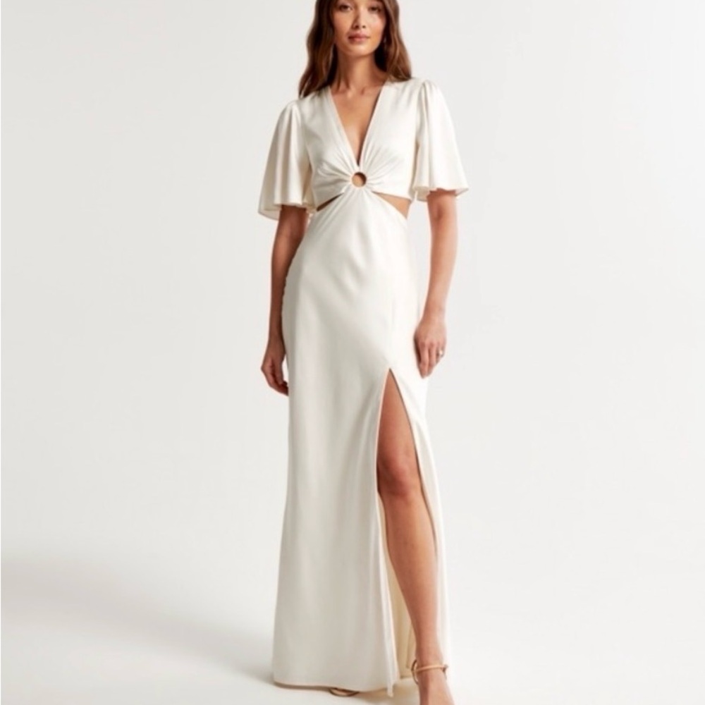 Abercrombie & Fitch Ivory cutout maxi dress